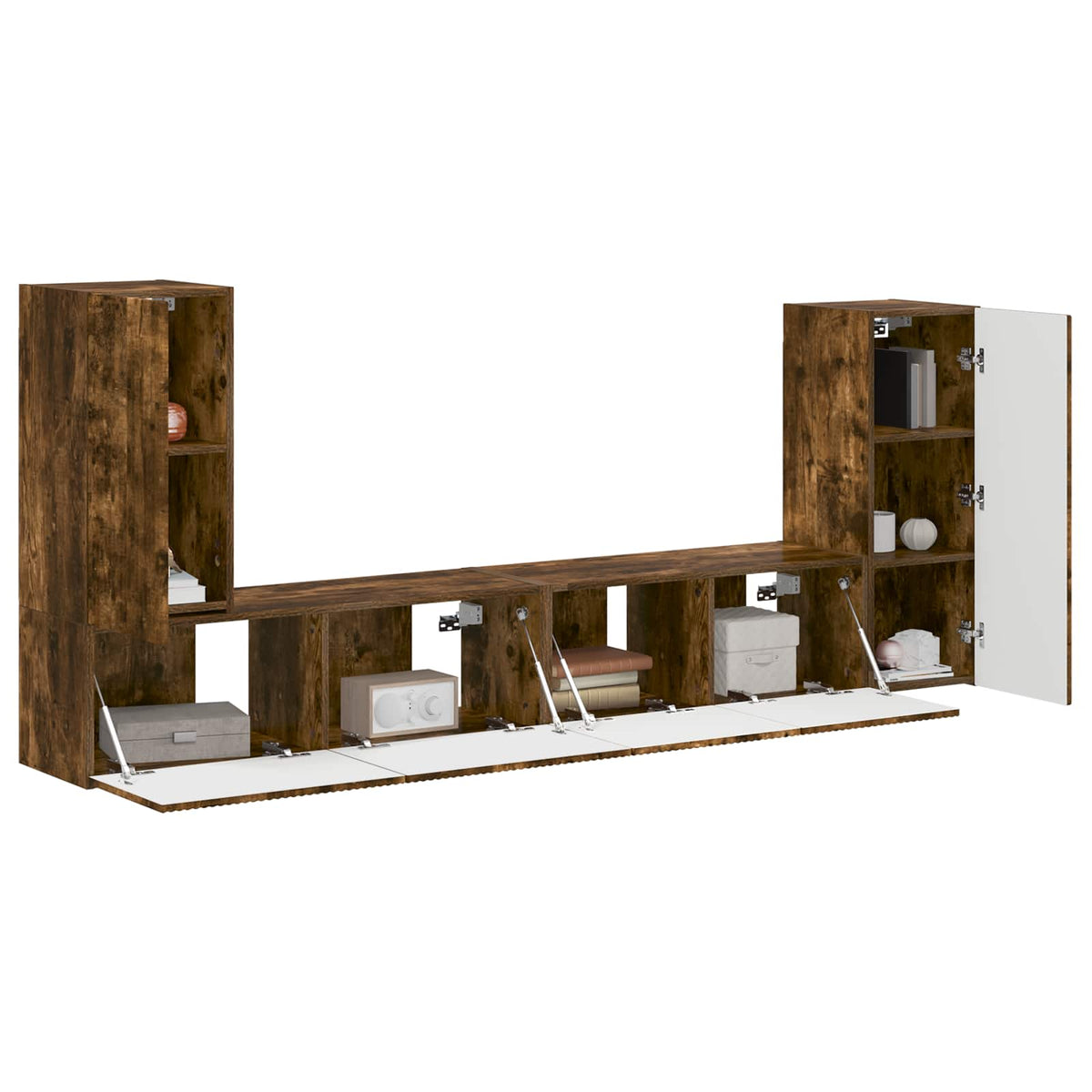 vidaXL TV Cabinet Set 4 pcs Smoked Oak Engineered Wood 3