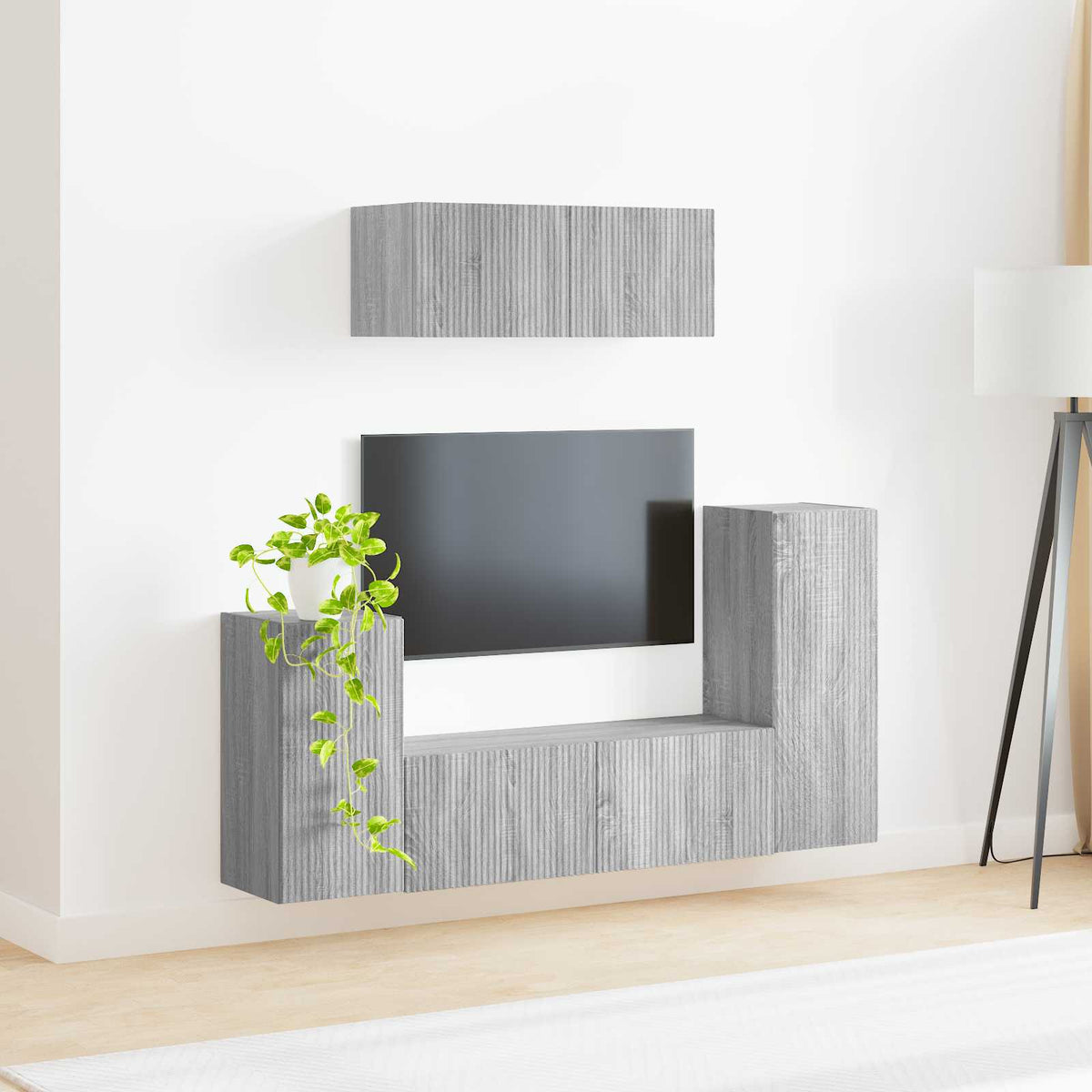 vidaXL TV Cabinet Set 4 pcs Grey Sonoma Engineered Wood 4