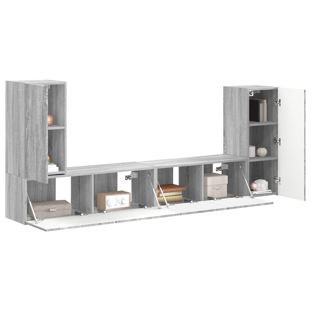 vidaXL TV Cabinet Set 4 pcs Grey Sonoma Engineered Wood 3