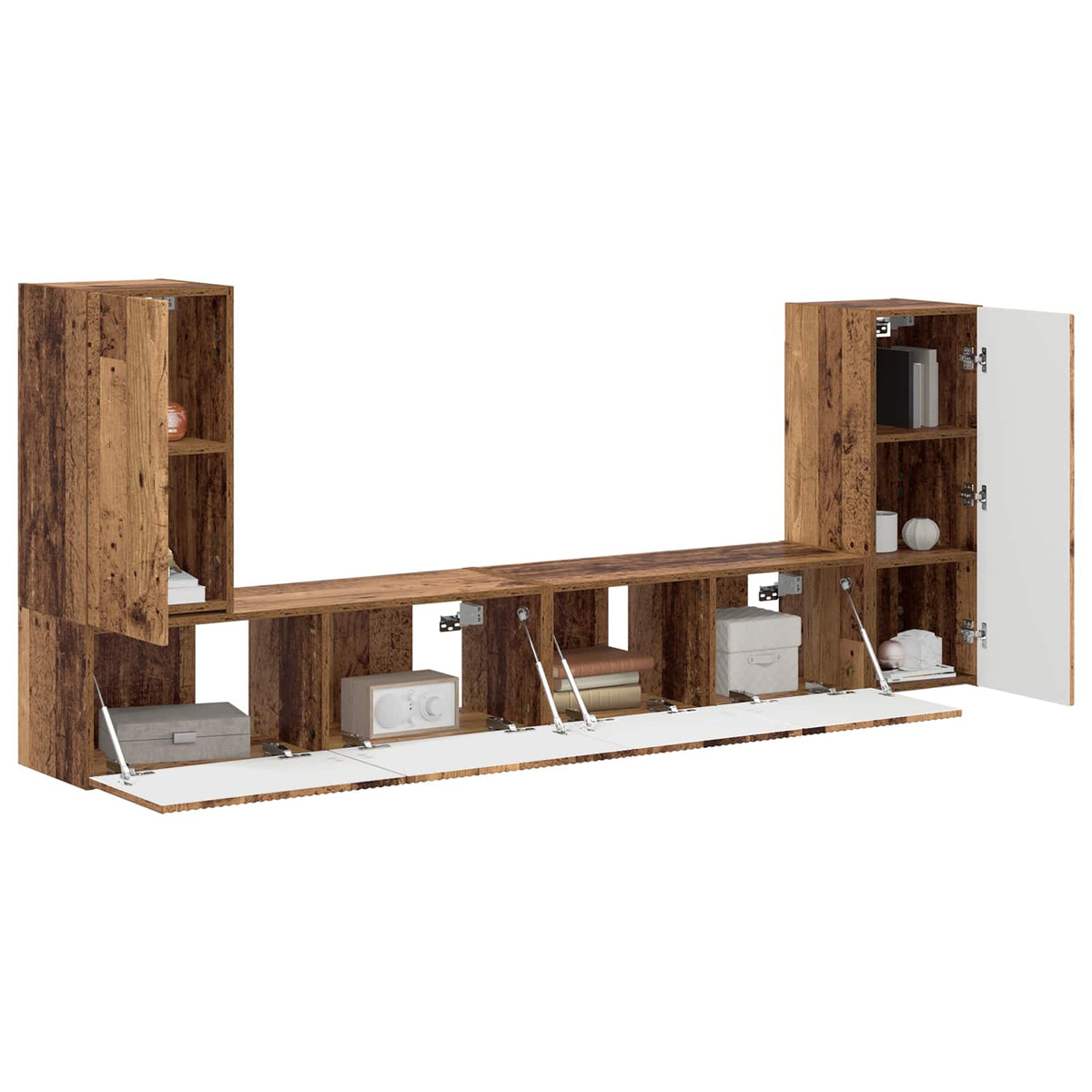 vidaXL TV Cabinet Set 4 pcs Old Wood Engineered Wood 3