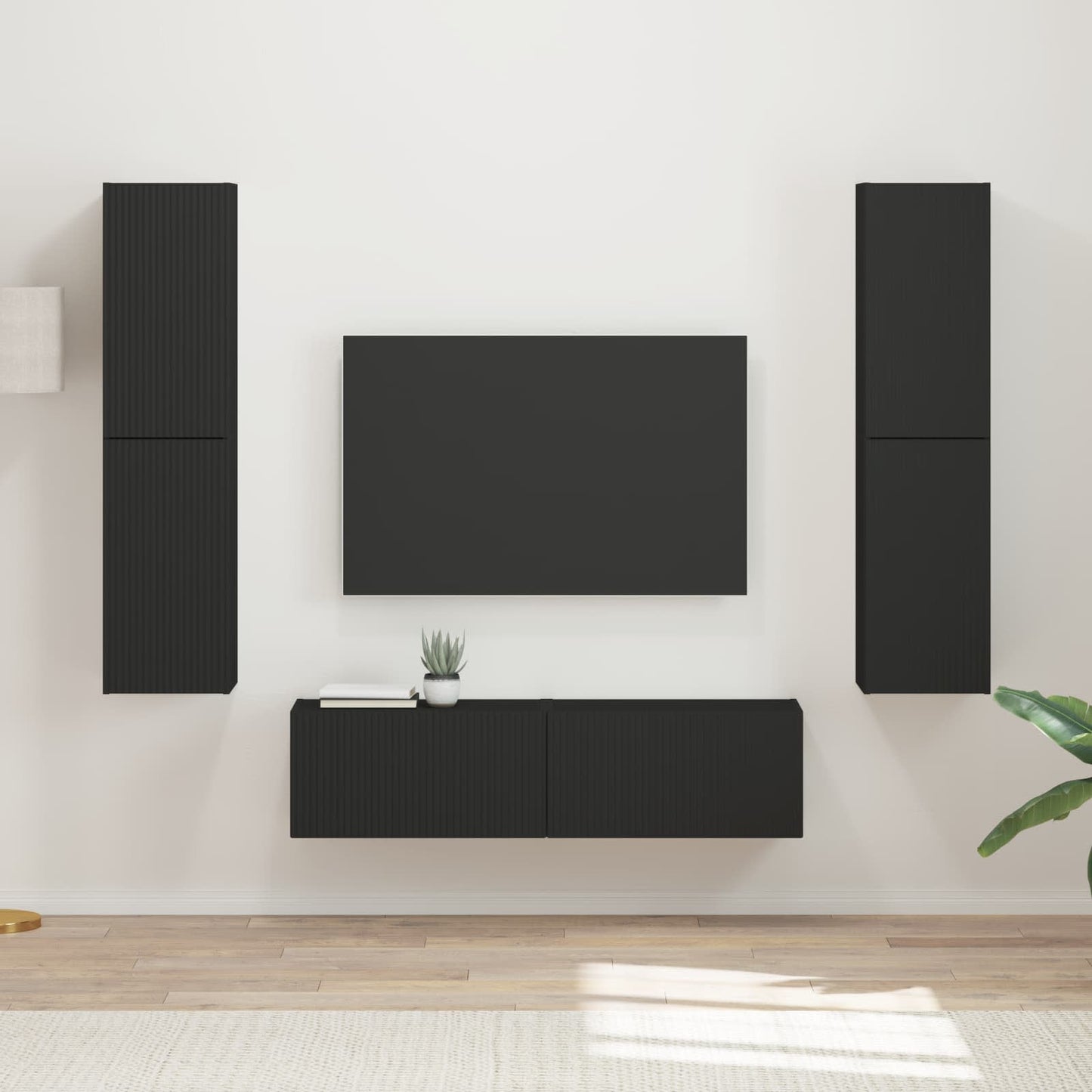 vidaXL TV Cabinet Set 6 pcs Black Engineered Wood 1