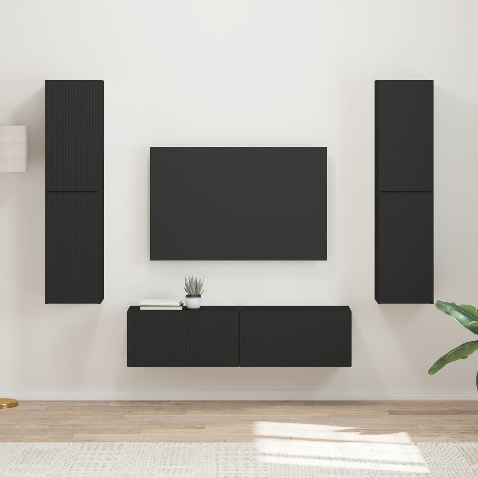 vidaXL TV Cabinet Set 6 pcs Black Engineered Wood 1