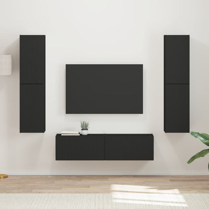 vidaXL TV Cabinet Set 6 pcs Black Engineered Wood 1