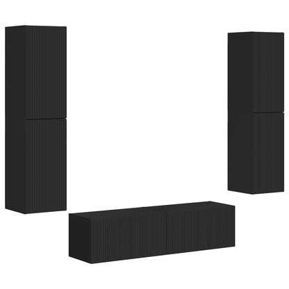 vidaXL TV Cabinet Set 6 pcs Black Engineered Wood 2