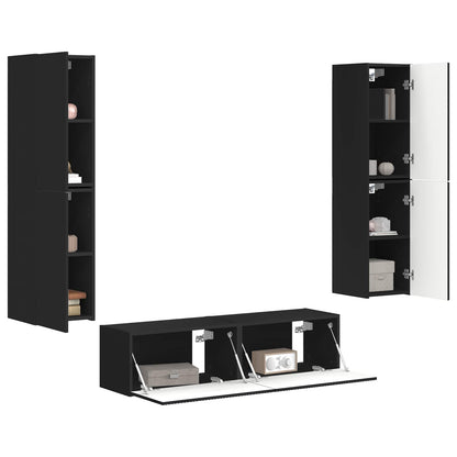 vidaXL TV Cabinet Set 6 pcs Black Engineered Wood 3