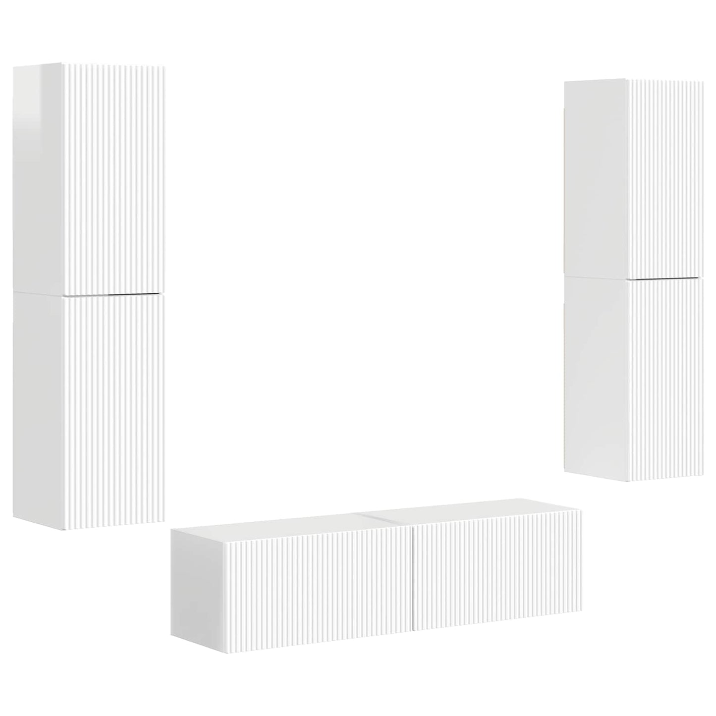 vidaXL TV Cabinet Set 6 pcs High Gloss White Engineered Wood 2