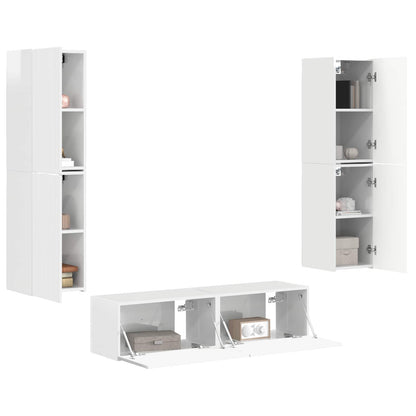 vidaXL TV Cabinet Set 6 pcs High Gloss White Engineered Wood 3