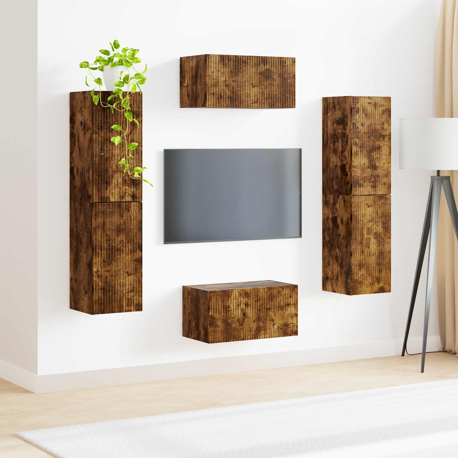vidaXL TV Cabinet Set 6 pcs Smoked Oak Engineered Wood 4