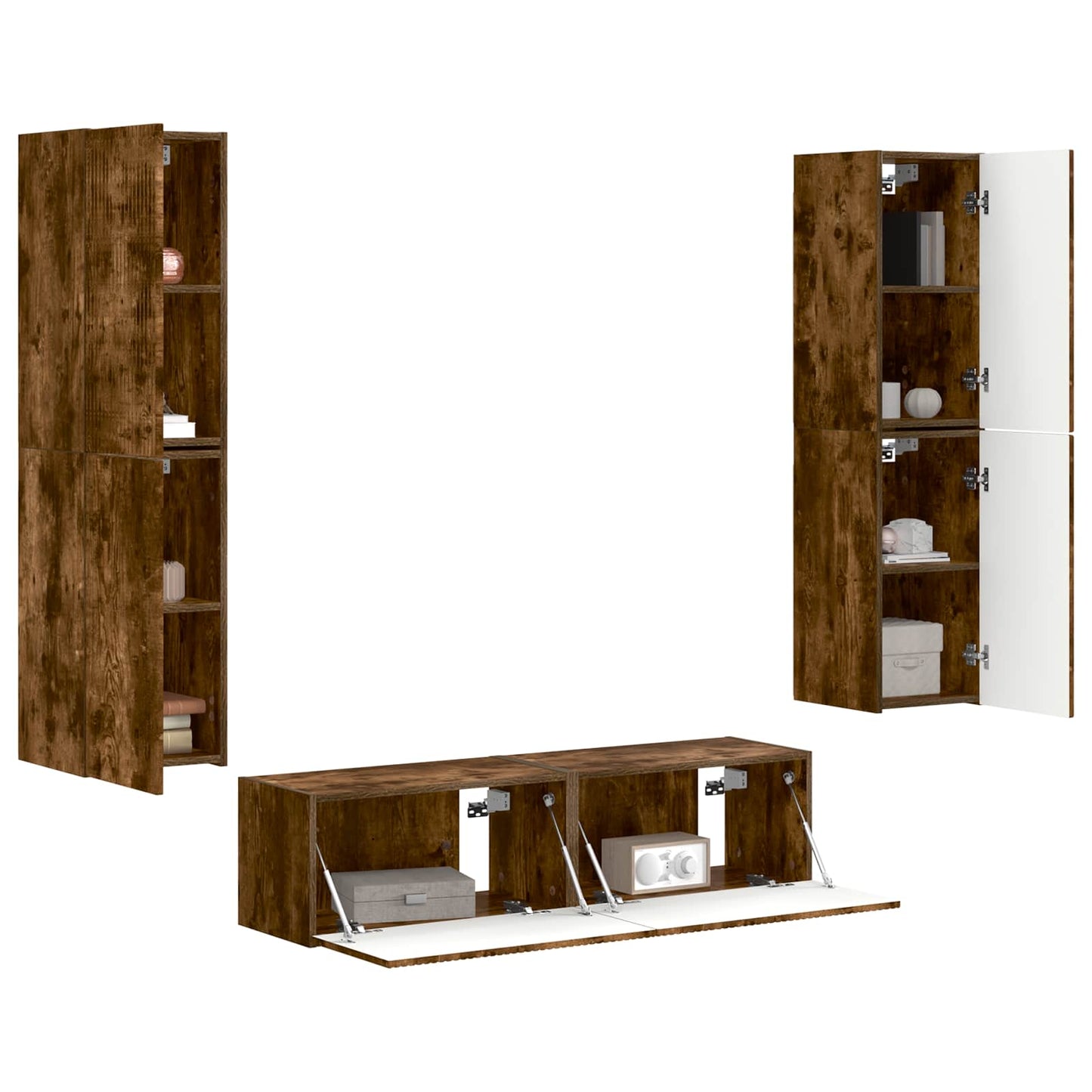 vidaXL TV Cabinet Set 6 pcs Smoked Oak Engineered Wood 3