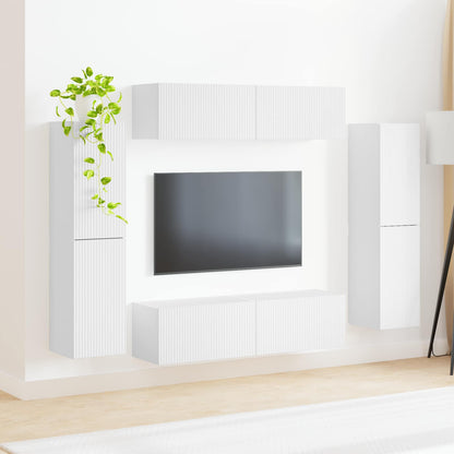 vidaXL TV Cabinet Set 8 pcs White Engineered Wood 4