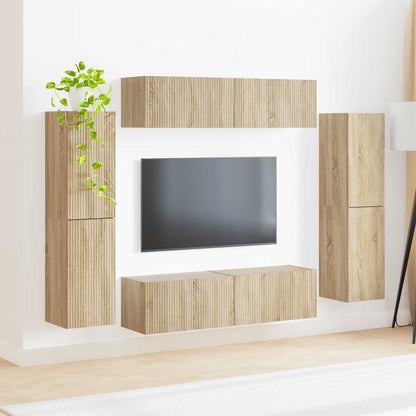 vidaXL TV Cabinet Set 8 pcs Sonoma Oak Engineered Wood 4