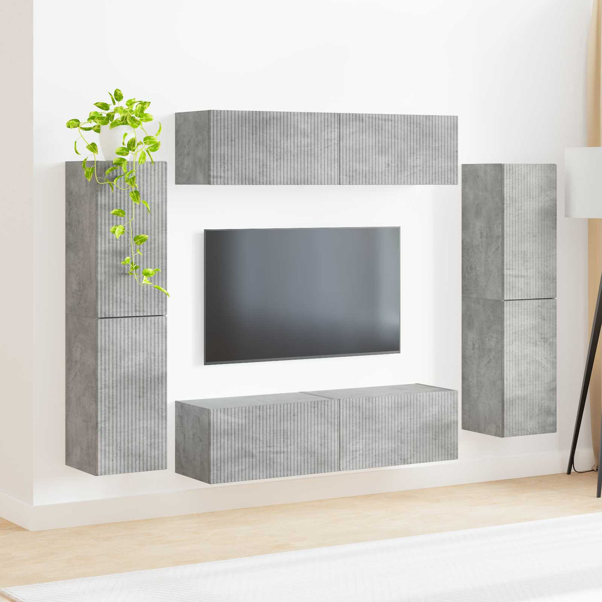 vidaXL TV Cabinet Set 8 pcs Concrete Grey Engineered Wood 4