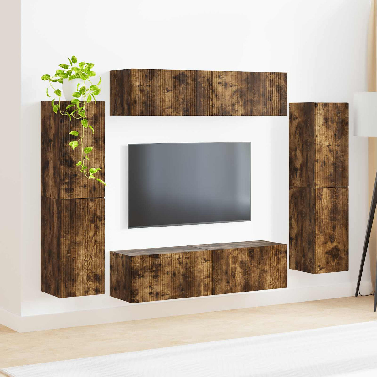 vidaXL TV Cabinet Set 8 pcs Smoked Oak Engineered Wood 4