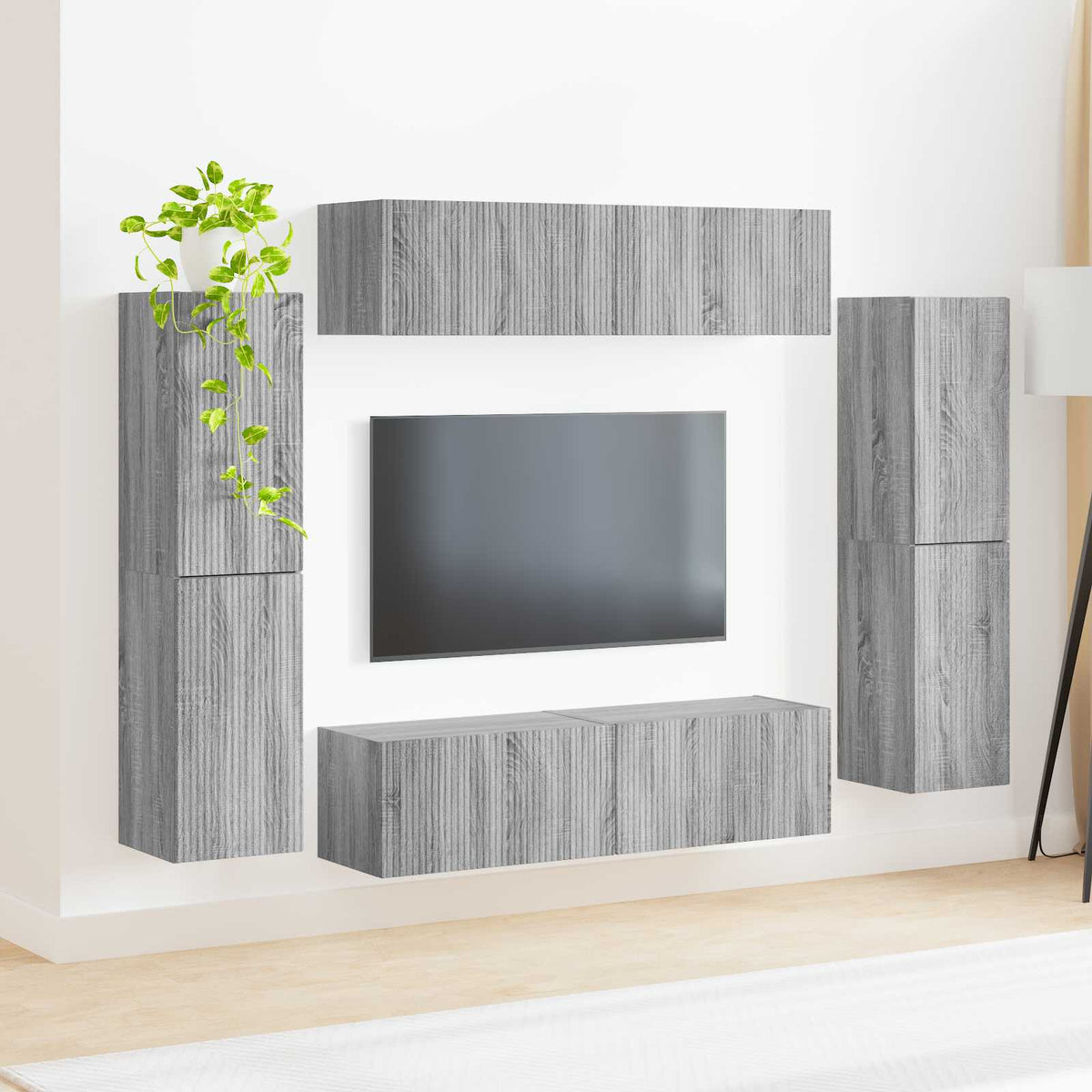 vidaXL TV Cabinet Set 8 pcs Grey Sonoma Engineered Wood 4