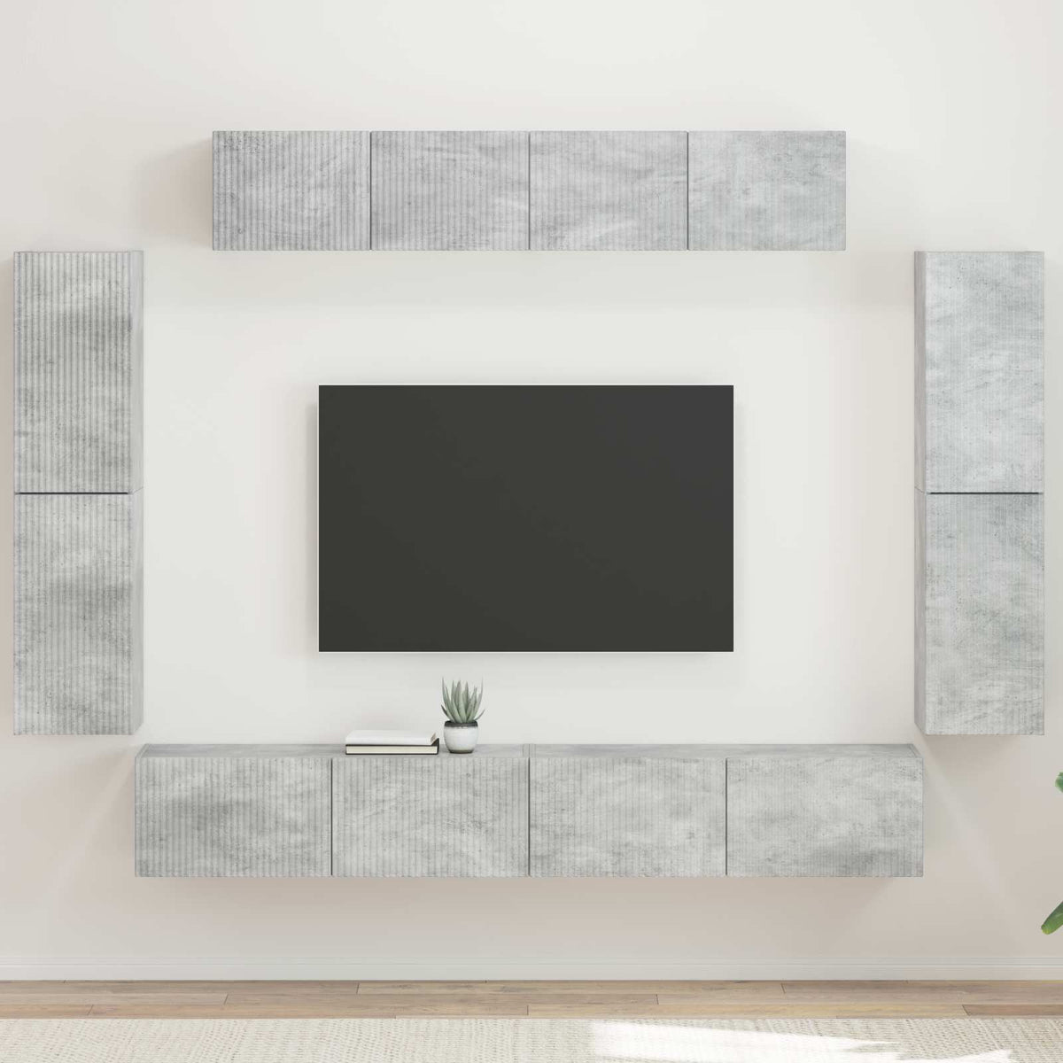 vidaXL TV Cabinet 8 pcs Concrete Grey 1