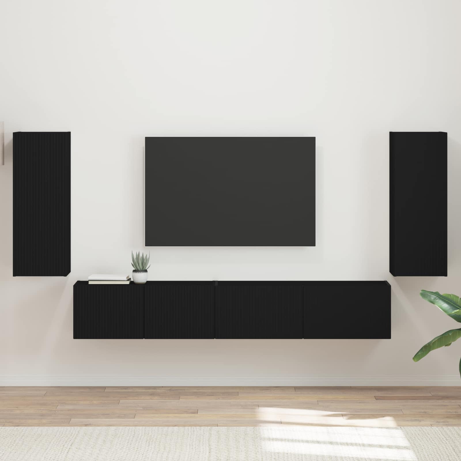 vidaXL TV Cabinet Set 4 pcs Black Engineered Wood 1