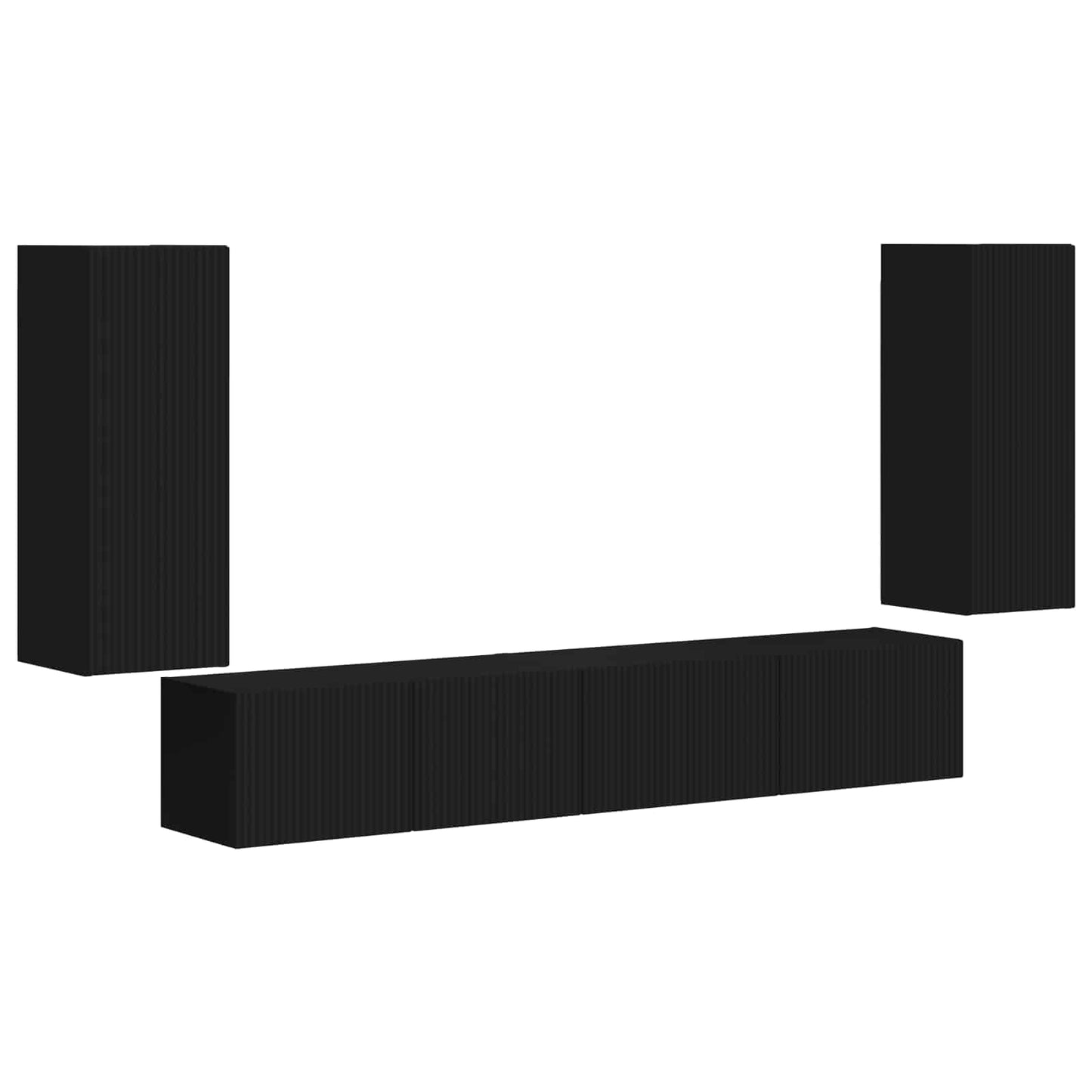 vidaXL TV Cabinet Set 4 pcs Black Engineered Wood 2