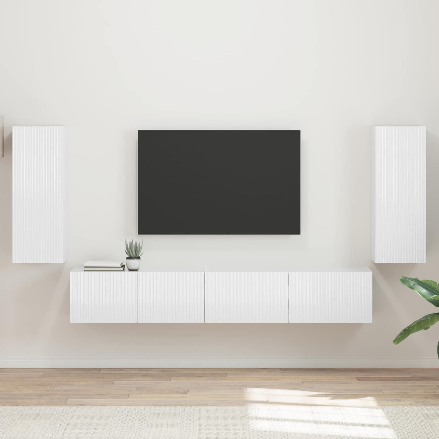 vidaXL TV Cabinet Set 4 pcs High Gloss White Engineered Wood 1