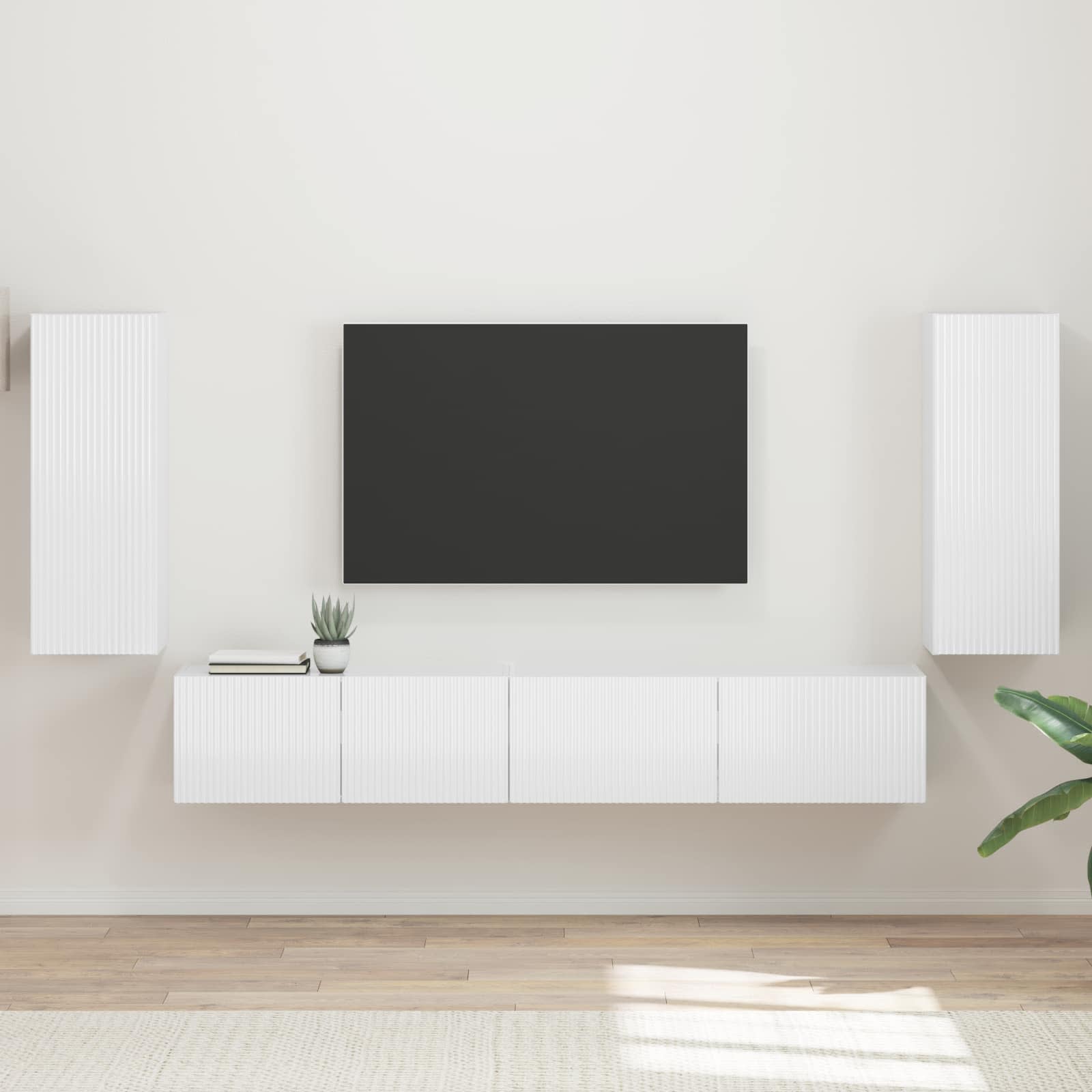 vidaXL TV Cabinet Set 4 pcs High Gloss White Engineered Wood 1