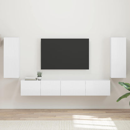 vidaXL TV Cabinet Set 4 pcs High Gloss White Engineered Wood 1