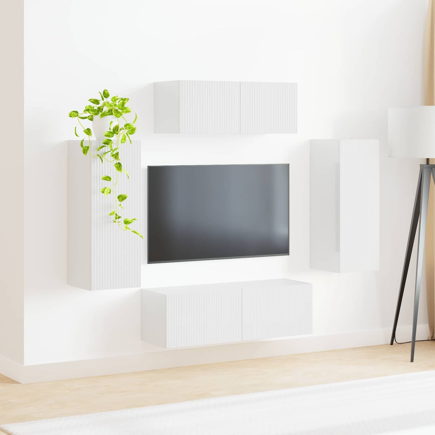 vidaXL TV Cabinet Set 4 pcs High Gloss White Engineered Wood 4
