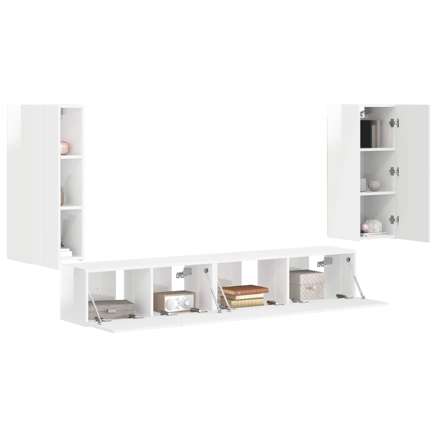 vidaXL TV Cabinet Set 4 pcs High Gloss White Engineered Wood 3