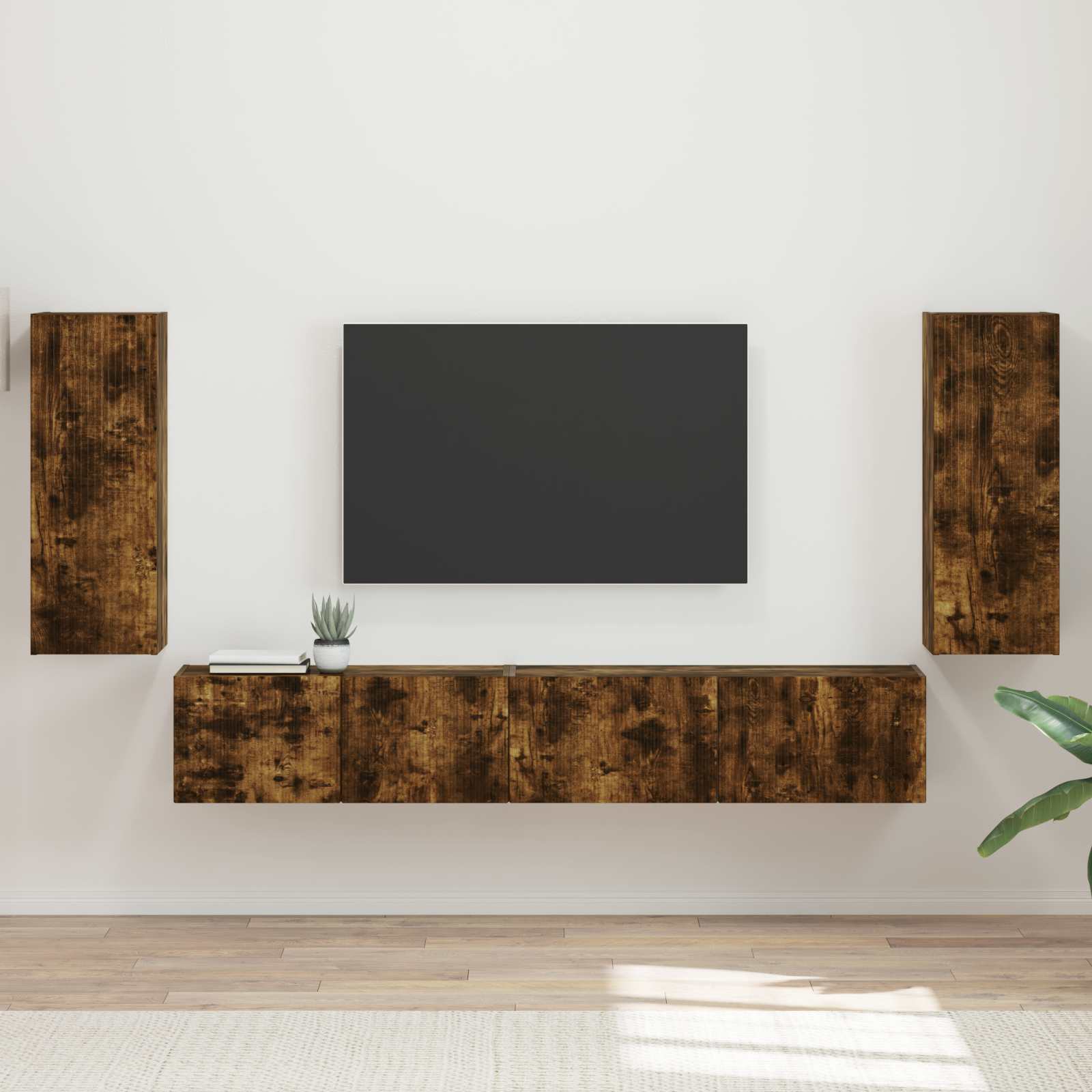 vidaXL TV Cabinet Set 4 pcs Smoked Oak Engineered Wood 1