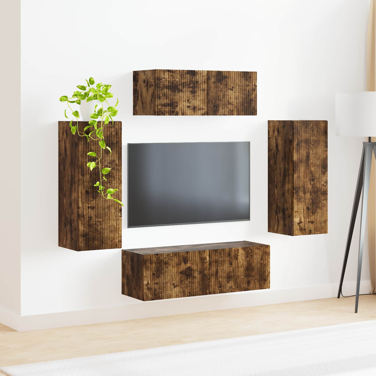 vidaXL TV Cabinet Set 4 pcs Smoked Oak Engineered Wood 4