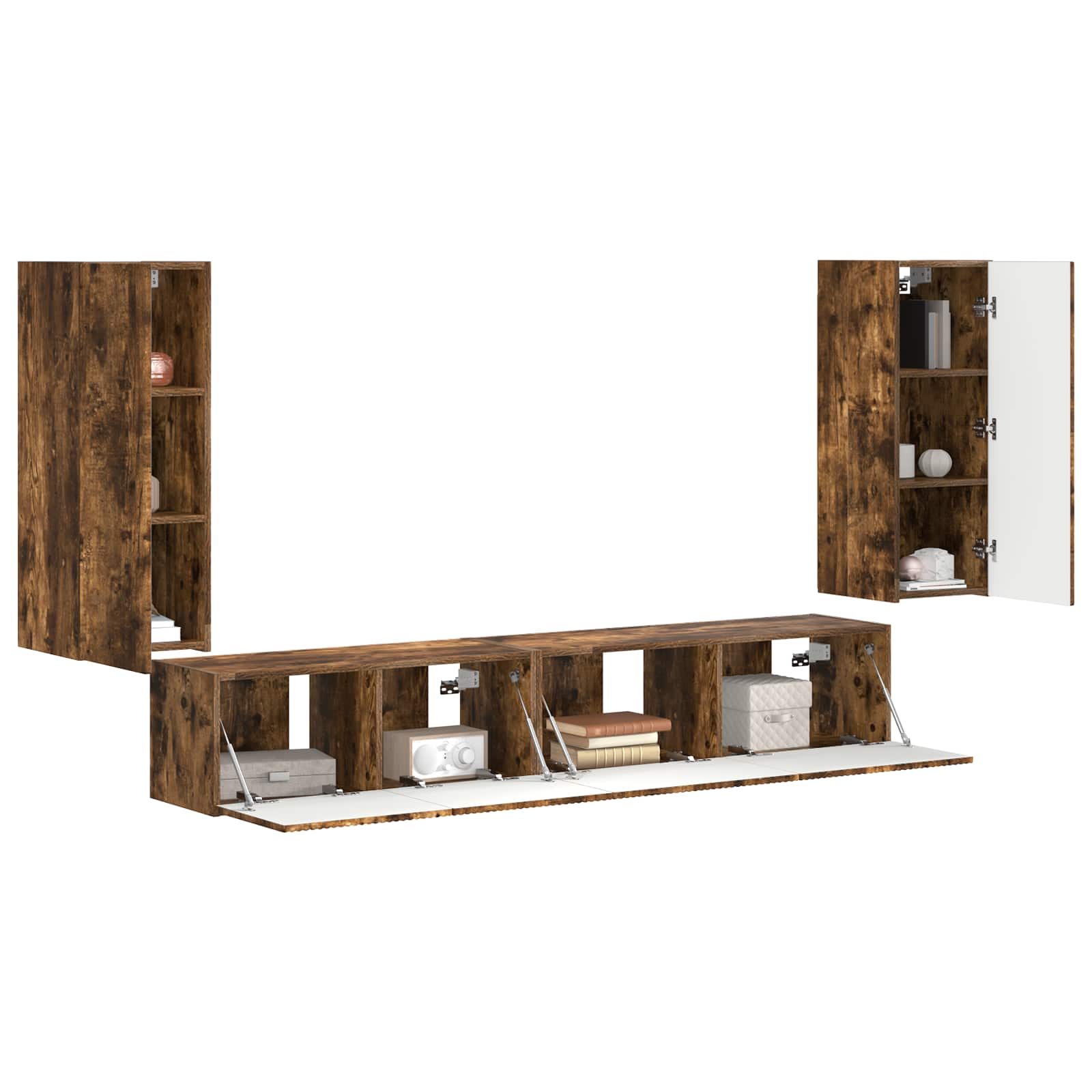 vidaXL TV Cabinet Set 4 pcs Smoked Oak Engineered Wood 3