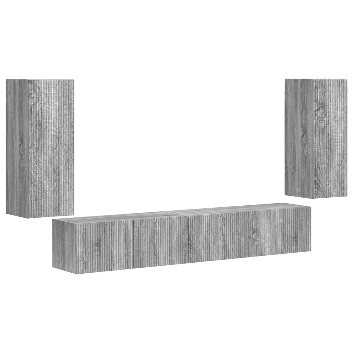 TV Cabinet Set 4 pcs Engineered Wood Grey sonoma