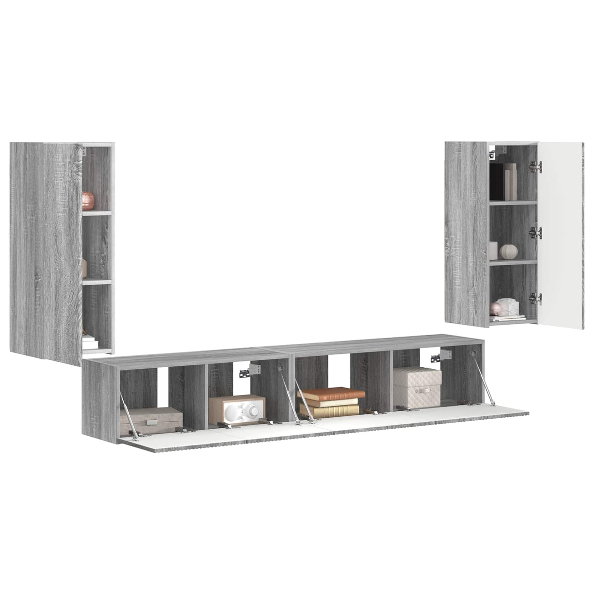 vidaXL TV Cabinet Set 4 pcs Grey Sonoma Engineered Wood 3