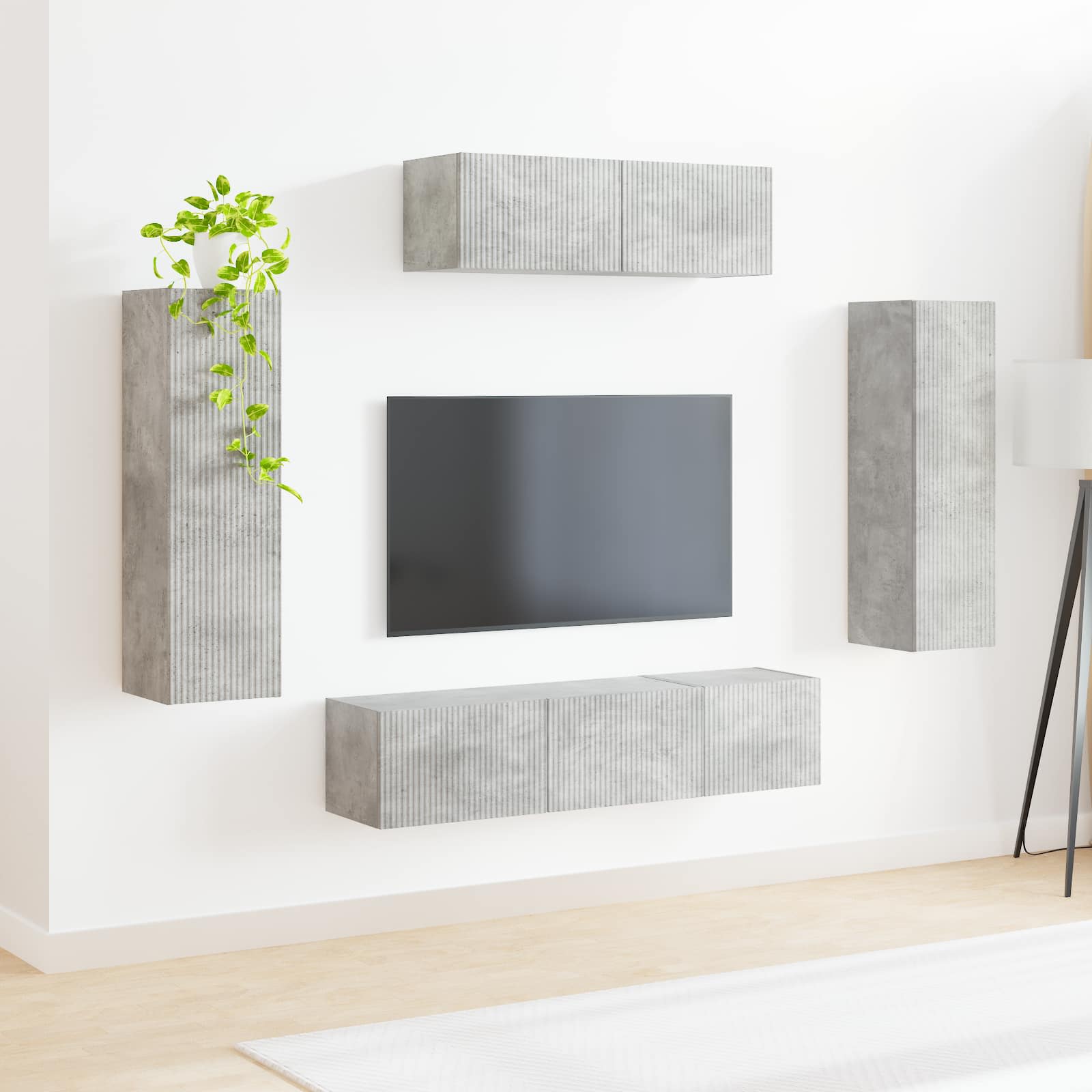 vidaXL TV Cabinet 5 pcs Concrete Grey 4