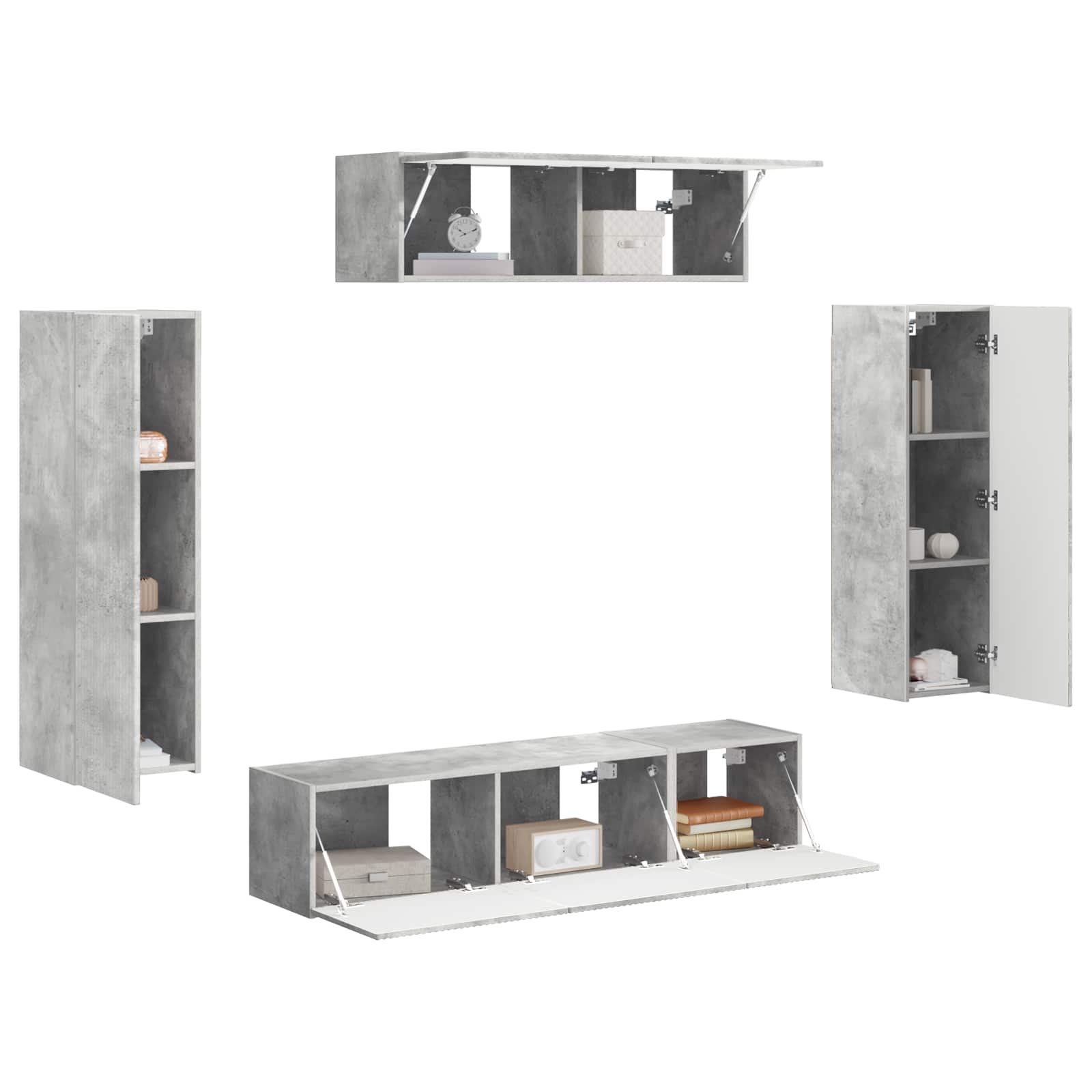 vidaXL TV Cabinet 5 pcs Concrete Grey 3