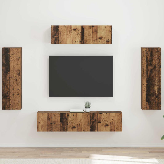 vidaXL TV Cabinet 5 pcs Old Wood 1