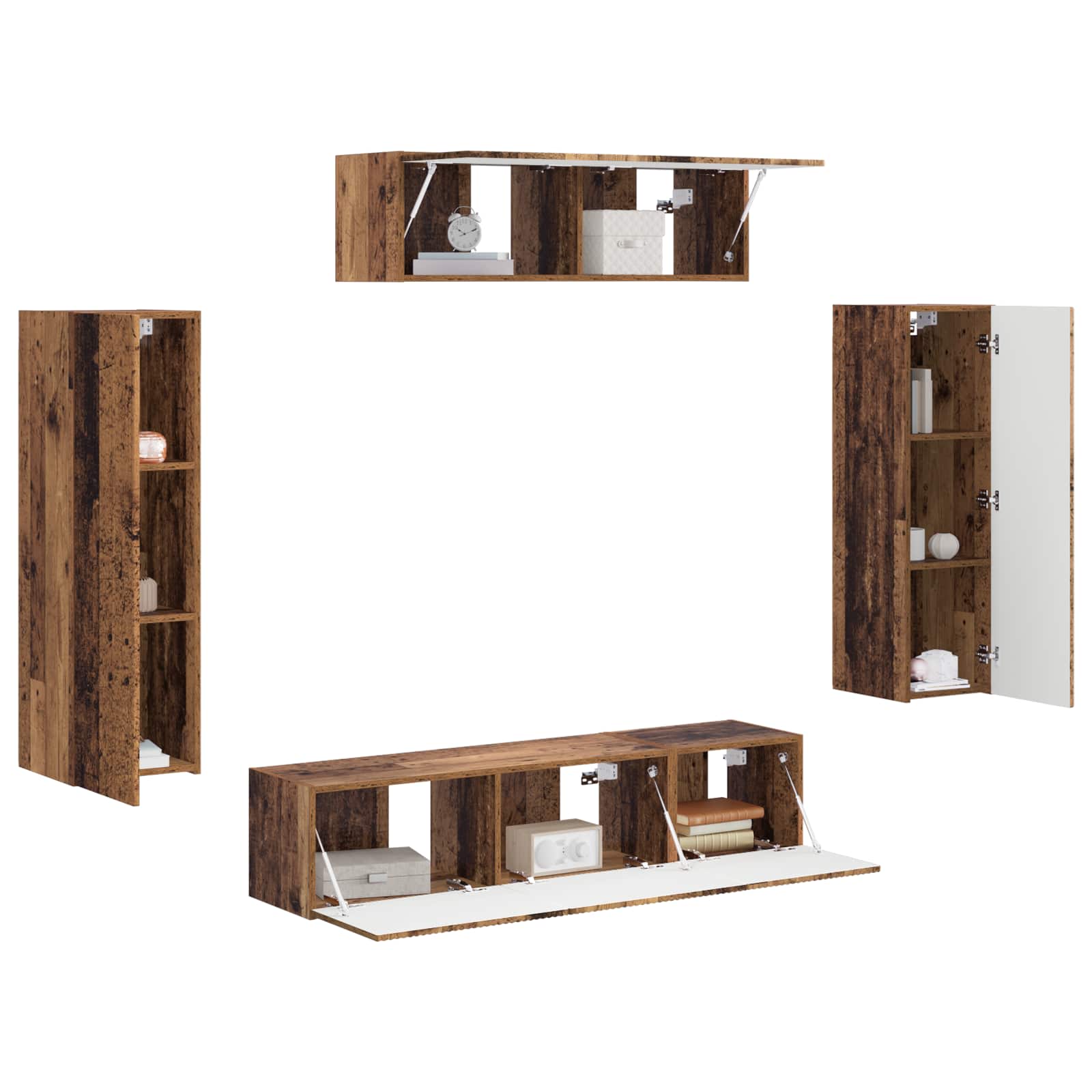 vidaXL TV Cabinet 5 pcs Old Wood 3