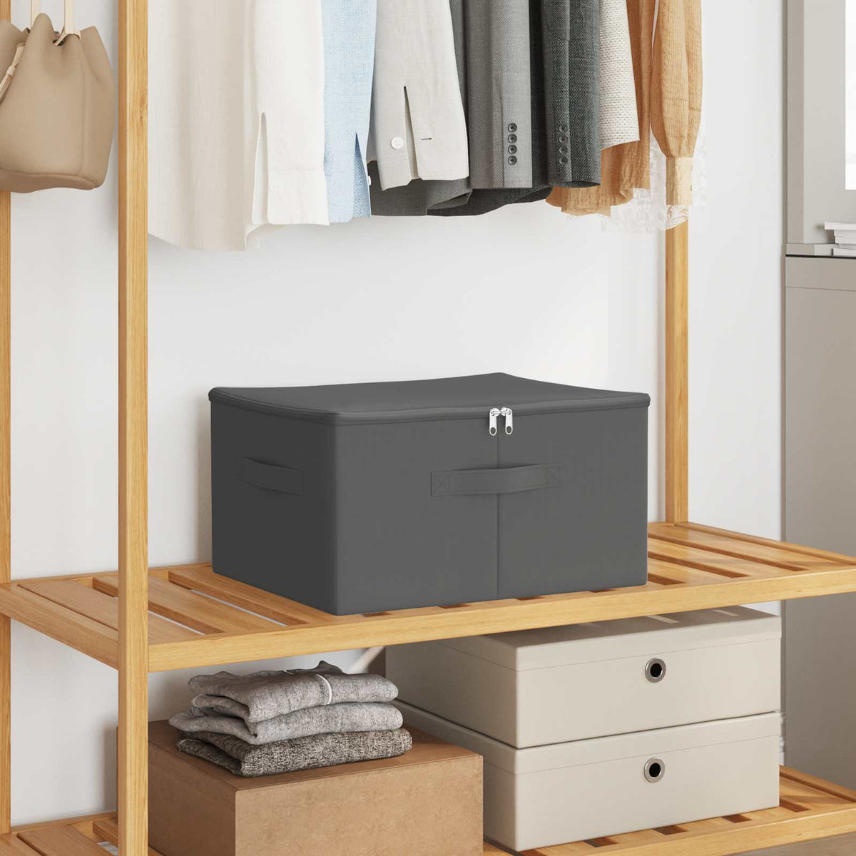 vidaXL Storage Box Non-woven fabric 90 L Anthracite 24 pcs