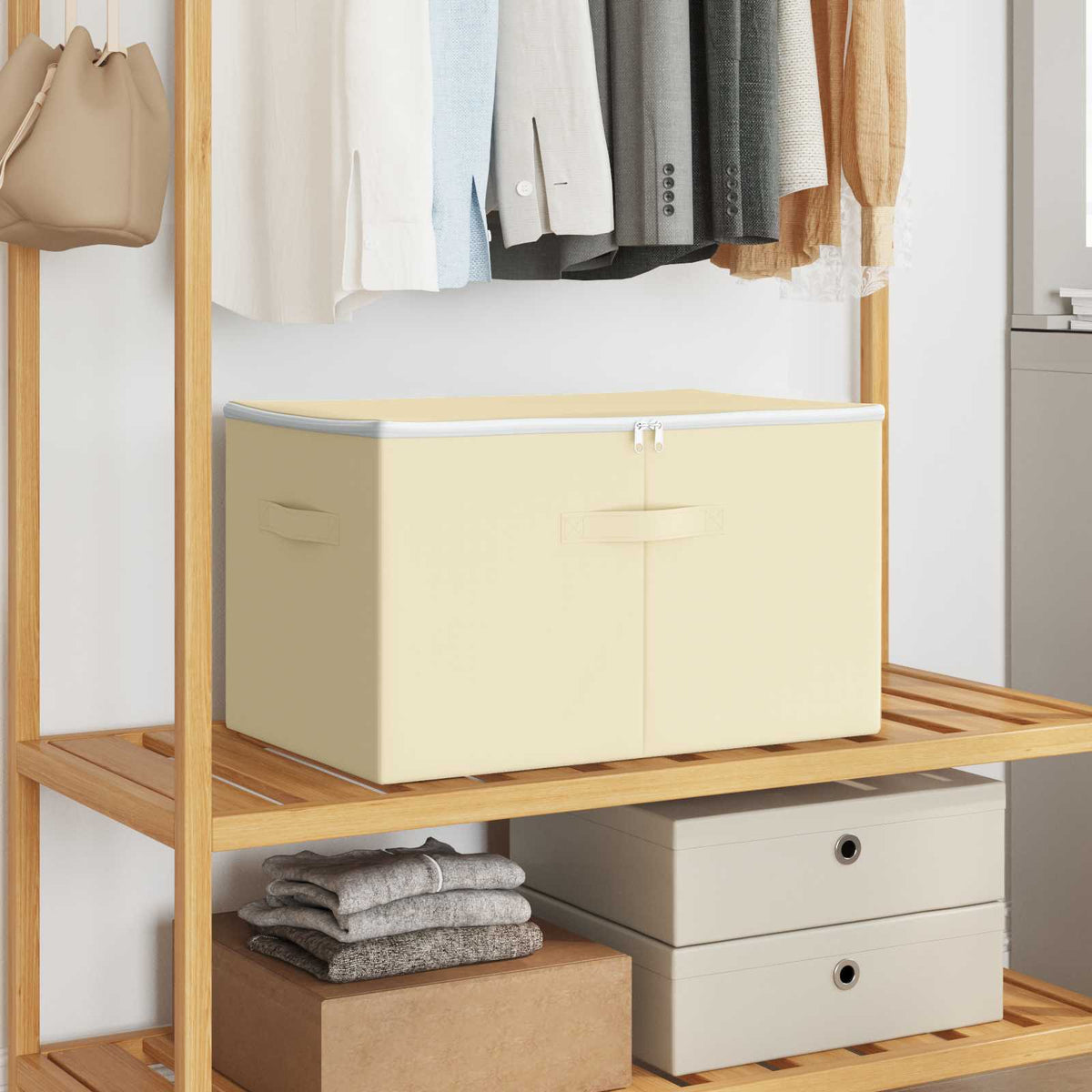 Storage Box Non-woven fabric 90 L Cream 24 60 cm 35 cm 43 cm