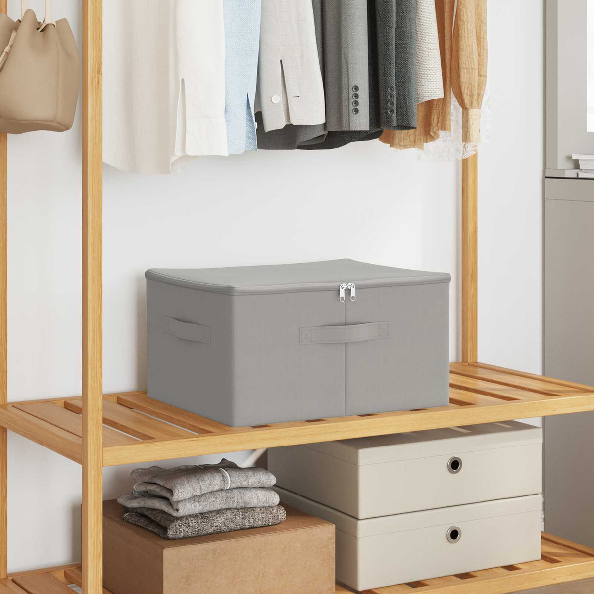 vidaXL Storage Box Non-woven fabric 90 L Grey 24 pcs