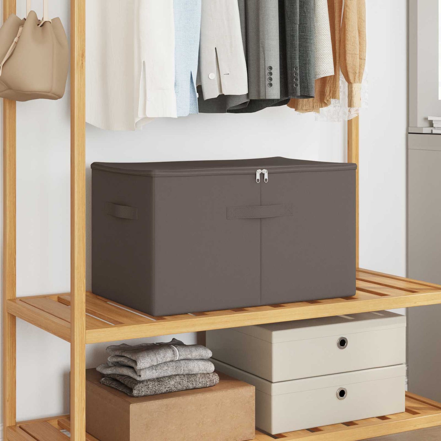 vidaXL Storage Box 24 pcs Non-woven fabric 60 x 43 x 35 cm 90.3 L Grey 1