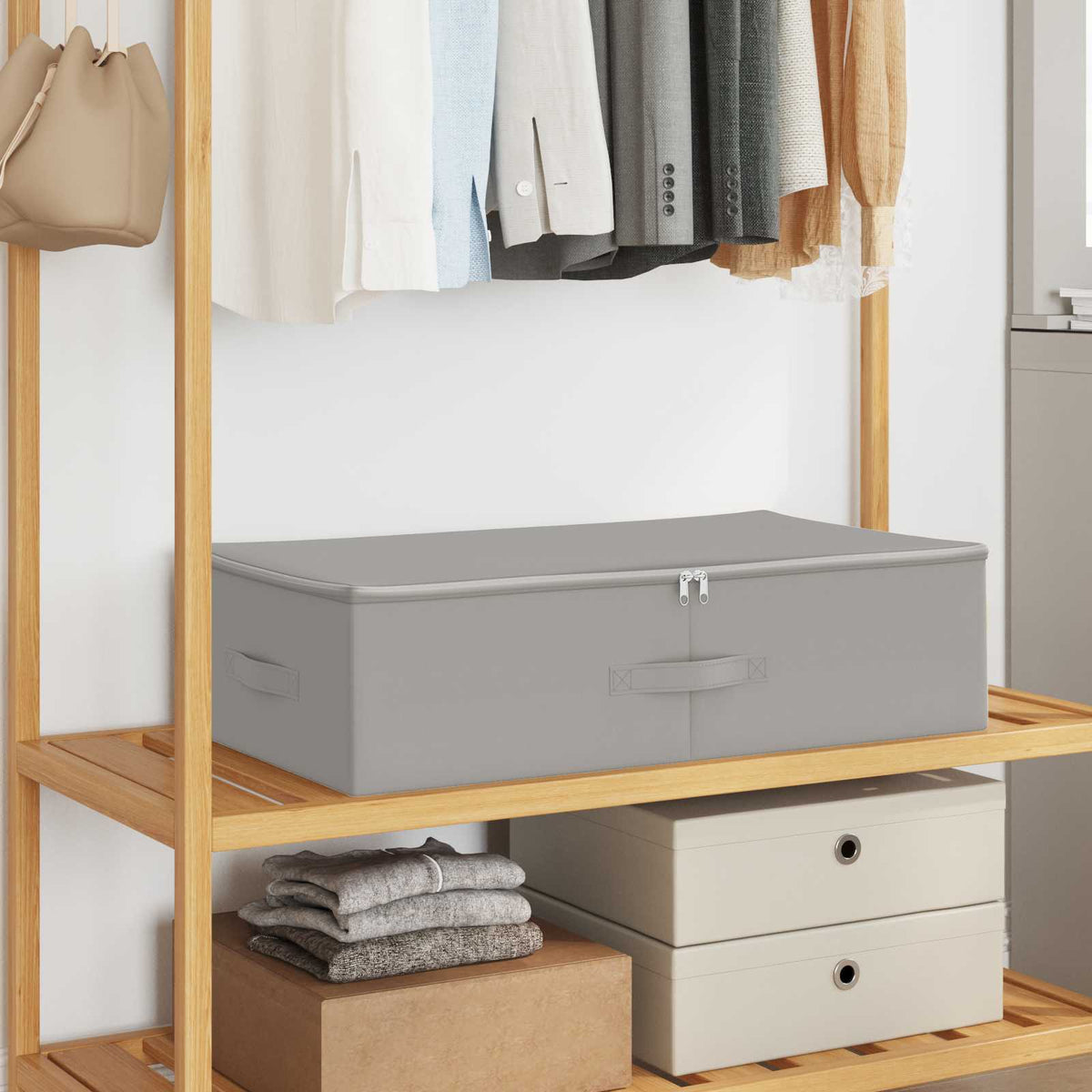 vidaXL Storage Box Non-woven fabric 90 L Grey 24 pcs