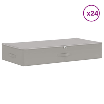 vidaXL Storage Box 24 pcs Non-woven fabric 90 x 48 x 15 cm 64.8 L Grey 3