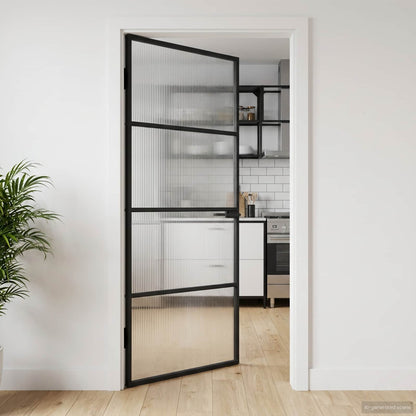 vidaXL Interior Door Slim Black 102.5x201.5 cm 3 Horizontal Bars