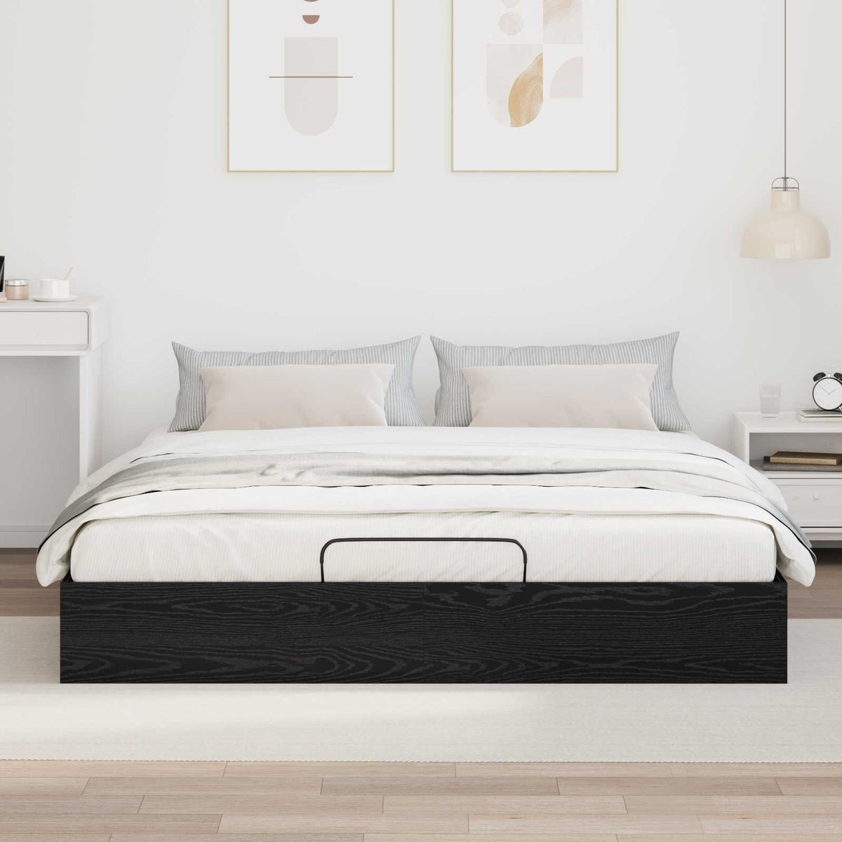 vidaXL Ottoman Bed Frame Black Oak 180 x 200 cm Engineered Wood 4