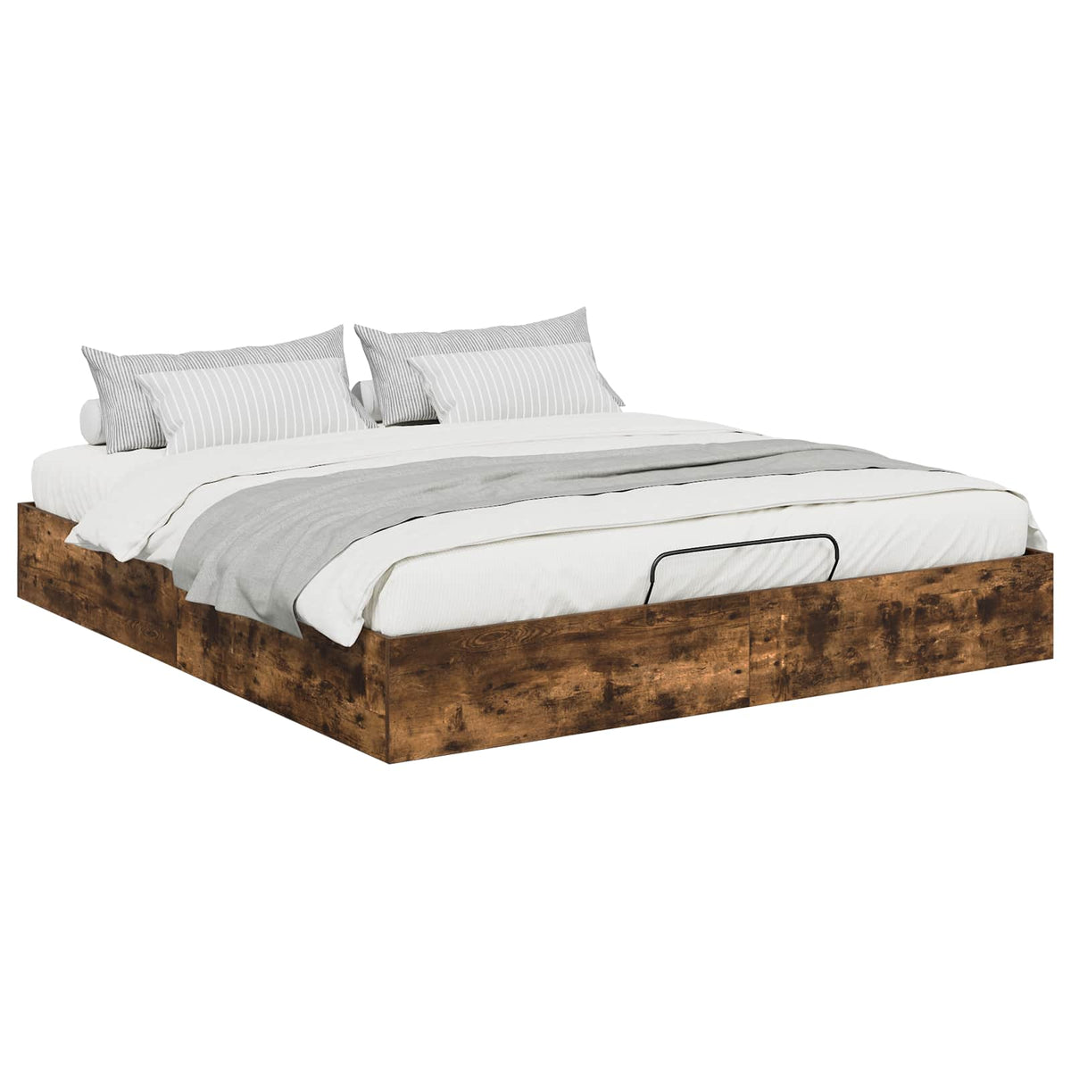 vidaXL Ottoman Bed Frame Smoked Oak 180 x 200 cm Engineered Wood 3