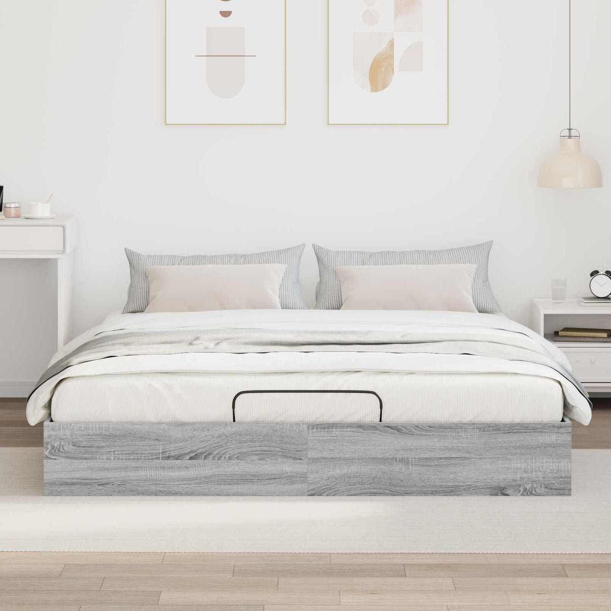vidaXL Ottoman Bed Frame Grey Sonoma 180 x 200 cm Engineered Wood 4