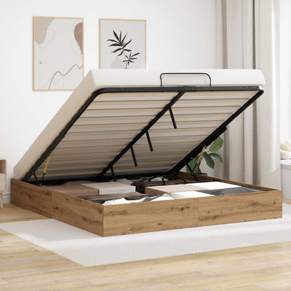vidaXL Ottoman Bed Frame Engineered Wood Length 200 cm Artisan Oak