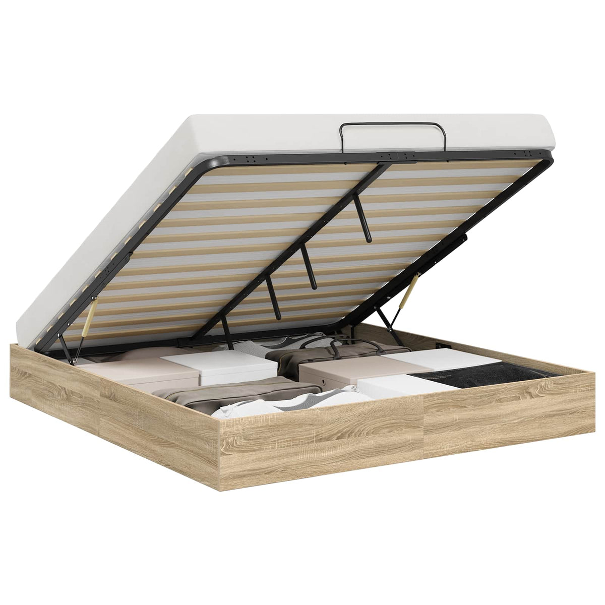 vidaXL Ottoman Bed Frame Sonoma Oak 160 x 200 cm Engineered Wood 2