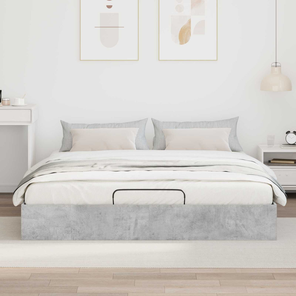 vidaXL Ottoman Bed Frame Concrete Grey 160 x 200 cm Engineered Wood 4