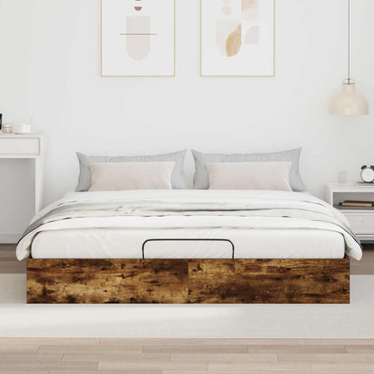 vidaXL Ottoman Bed Frame Smoked Oak 160 x 200 cm Engineered Wood 4