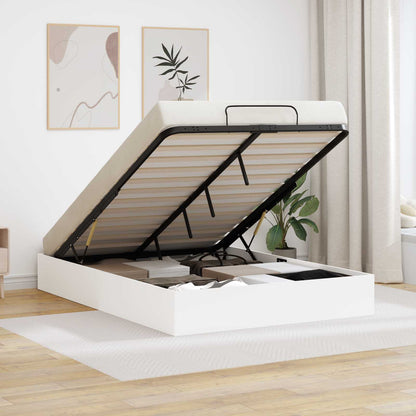vidaXL Ottoman Bed Frame White 140 x 200 cm Engineered Wood 1